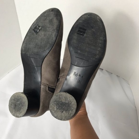 Zara Faux Grey Suede Ankle Booties Size 6 - Picture 6 of 7